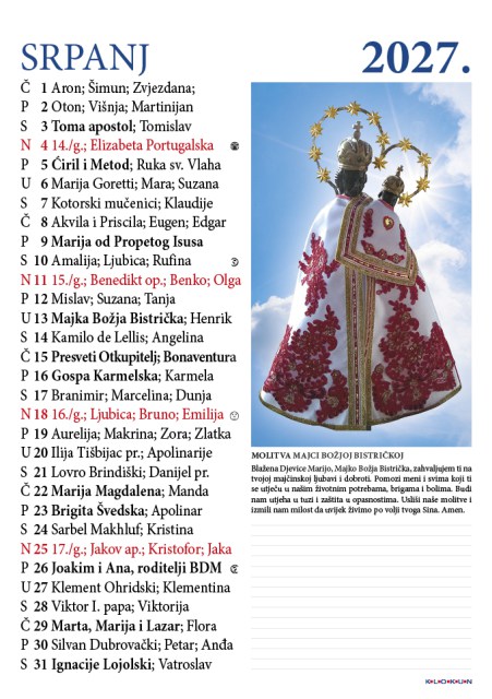 Hrvatski katolički kalendar za 2025. godinu